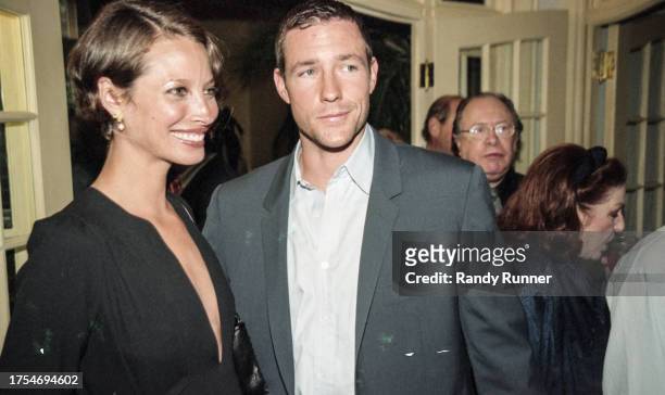 Married American couple, fashion model Christy Turlington and film director Edward Burns, attend a party following a screening of 'Greenfingers' ,...