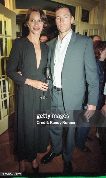 Married American couple, fashion model Christy Turlington and film director Edward Burns, attend a party following a screening of 'Greenfingers' ,...