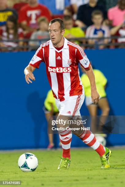 Charlie Adam of Stoke City controls the ball against FC Dallas on July 27, 2013 at FC Dallas Stadium in Frisco, Texas.