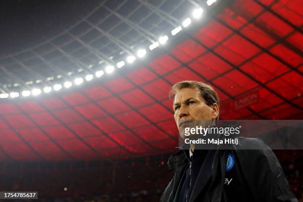 Rudi Garcia, Head Coach of SSC Napoli, looks on prior to the UEFA Champions League match between 1. FC Union Berlin and SSC Napoli at Olympiastadion...