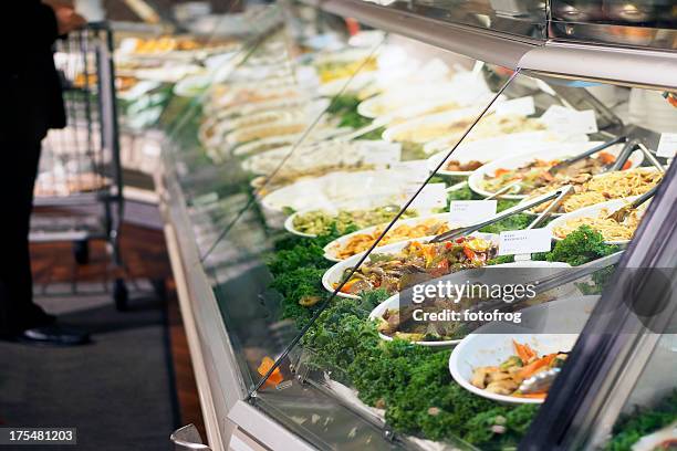 takeout store showcase - salad to go stock pictures, royalty-free photos & images