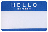 Blue Hello sticker template in white background