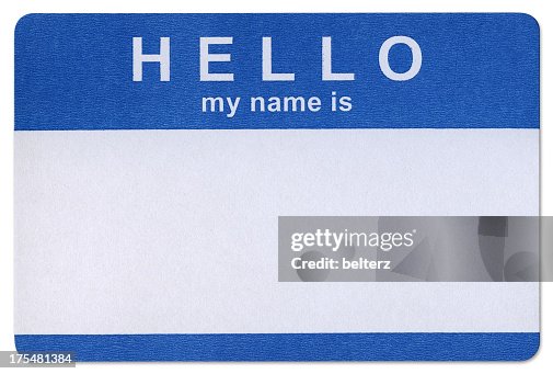Blue Hello. Sign Blue Hello Sticker Template In White Background High-Res Stock Photo ...