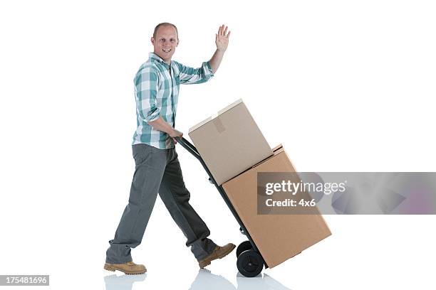 delivery boy - delivery person on white stock pictures, royalty-free photos & images