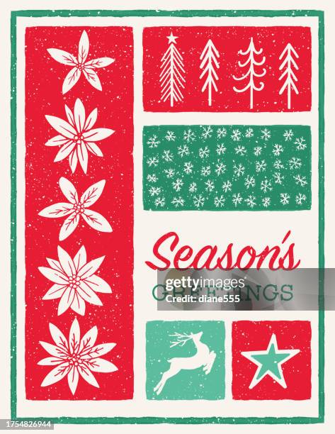 lustige retro-weihnachtskartenvorlagen - weihnachtsstern stock-grafiken, -clipart, -cartoons und -symbole