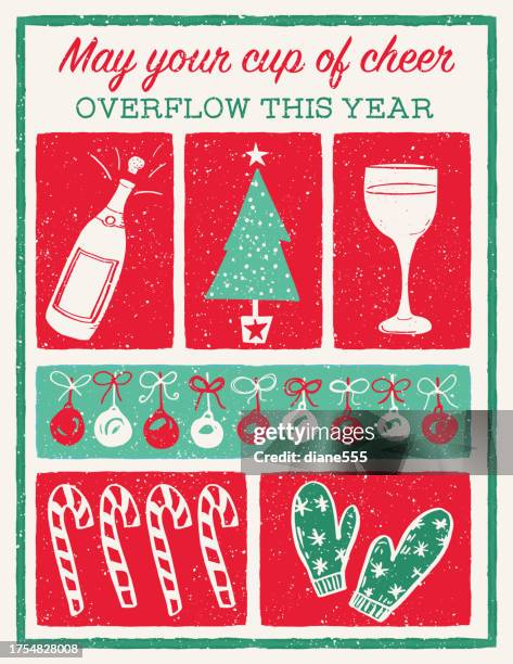 fun retro christmas card templates - christmas wine background stock illustrations