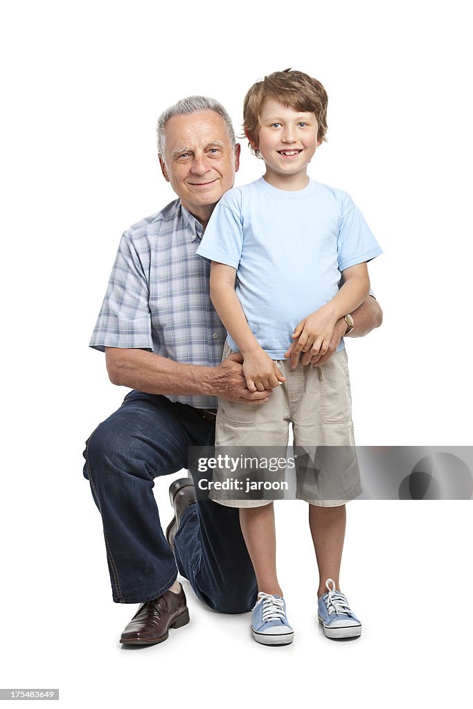 Glückliche junge mit Großvater