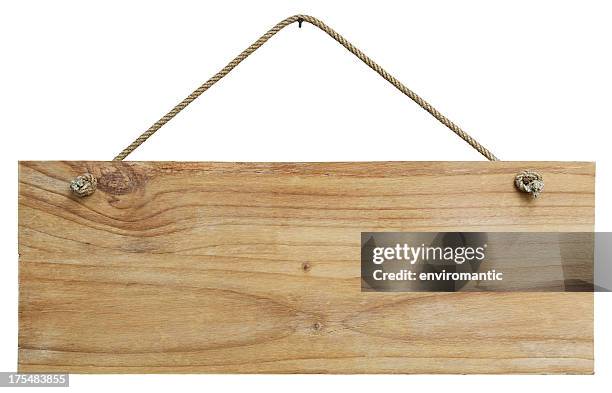 old weathered white wood signboard. - hanging rope object stock pictures, royalty-free photos & images