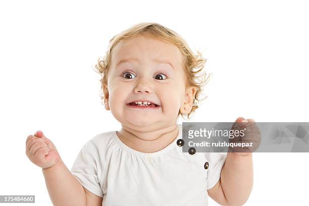 adorable expressive little girl - excitement stock pictures, royalty-free photos & images
