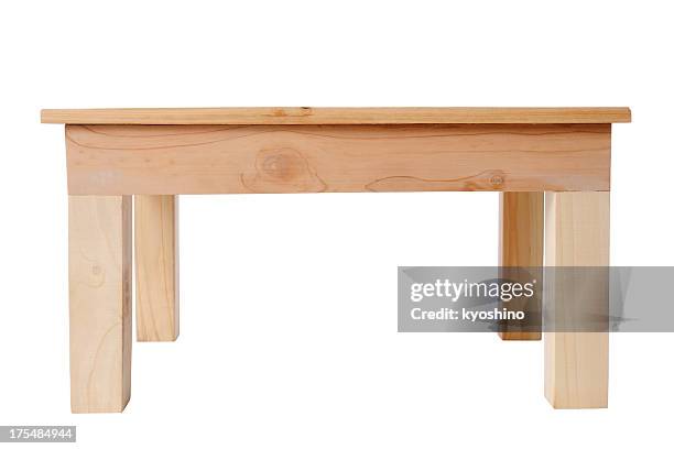 isolated shot of wooden table on white background - small wood table stock pictures, royalty-free photos & images