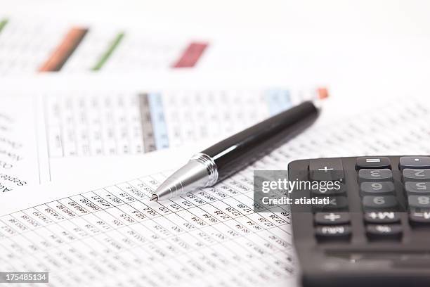 accounting and financial analysis - accounting calculator stock pictures, royalty-free photos & images