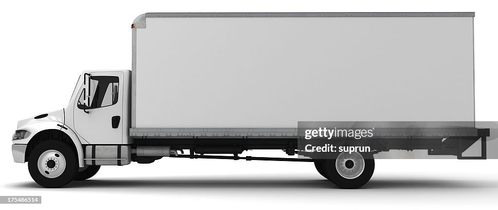 3 D weiß Seitenansicht von einem LKW