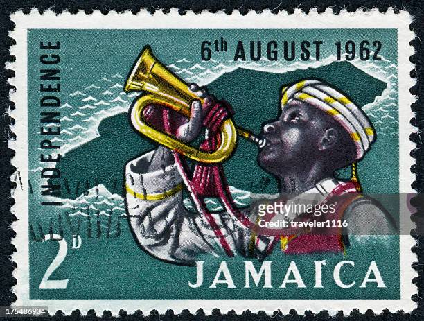 jamaica independence stamp - jamaican culture stock pictures, royalty-free photos & images