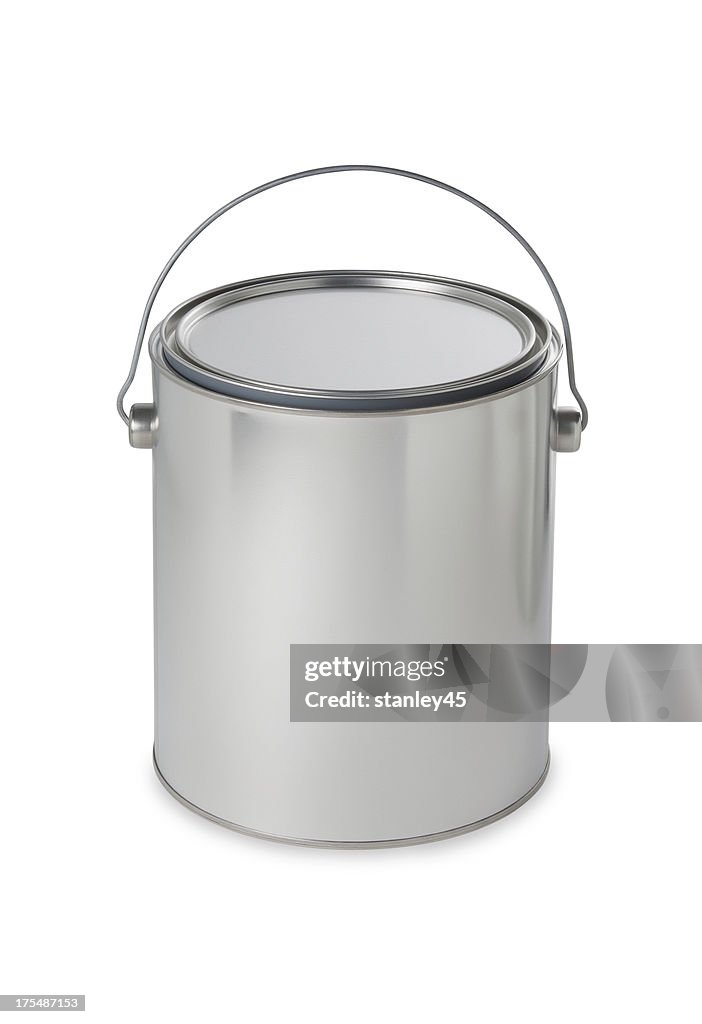 Silver paint bucket. Add your own message or brand
