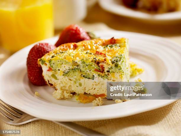 cheese and broccoli frittata - frittata stock pictures, royalty-free photos & images