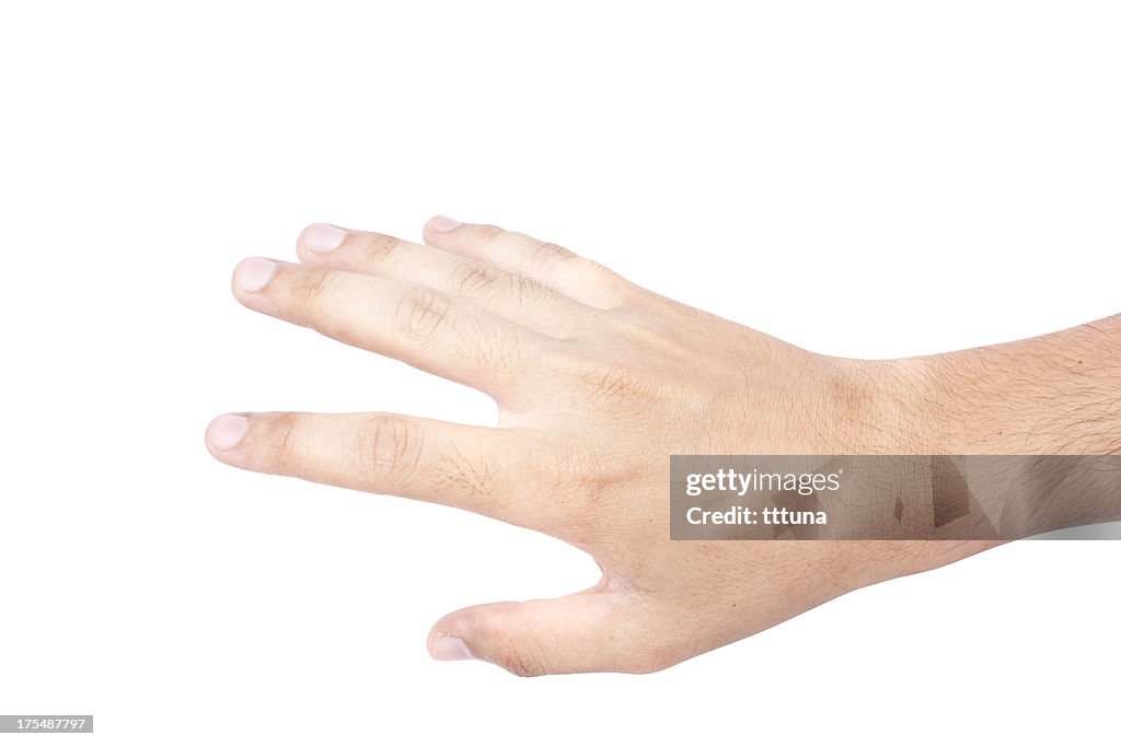 Entender, gesto de mano mostrando gestos de la mano sobre fondo blanco