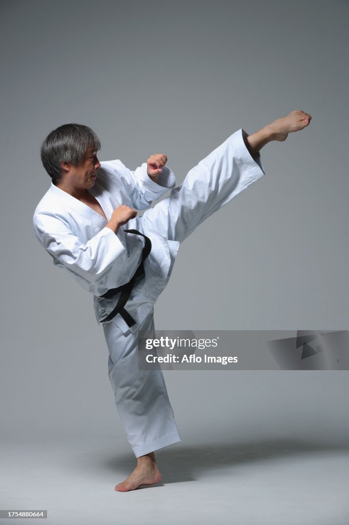 Japanese karate master training