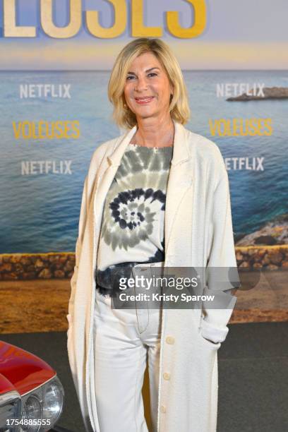 Michèle Laroque attends the "Voleuses" Netflix Premiere at Cinema Pathe Wepler on October 24, 2023 in Paris, France.