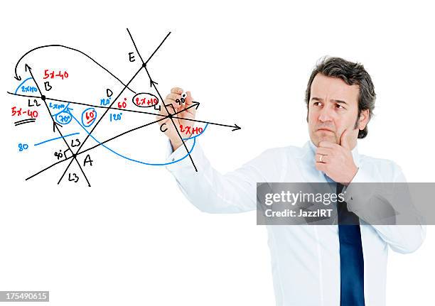 mathematician figures out a math problem - algebra stock pictures, royalty-free photos & images
