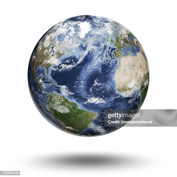 floating globe focused on the atlantic ocean - atlantic ocean bildbanksfoton och bilder