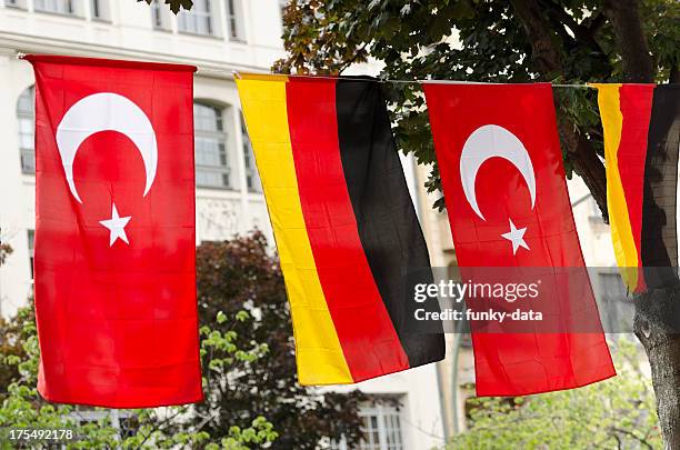 german and turkish flags - berlin kreuzberg - turkisk kultur bildbanksfoton och bilder