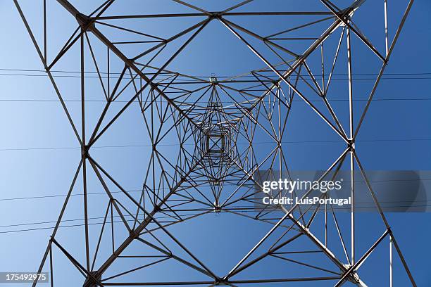 electricity pylon - electricity pylon stock-fotos und bilder