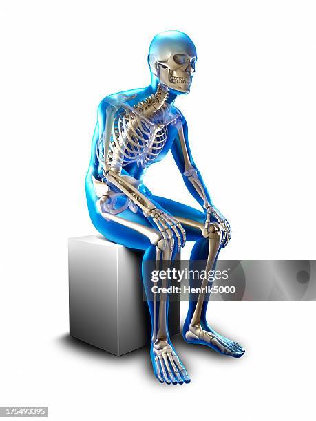 sitting slumped x-ray - isolated with clipping path - ryggrad kroppsdel bildbanksfoton och bilder