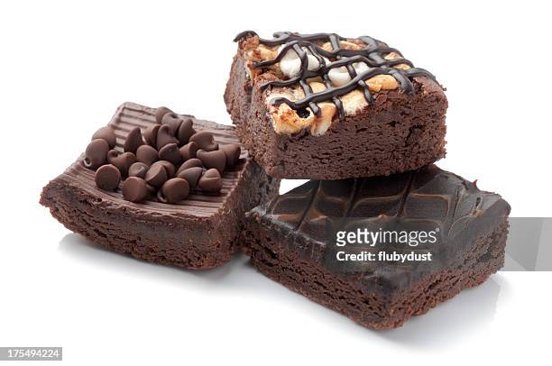 slices of brownies - fudge stock pictures, royalty-free photos & images