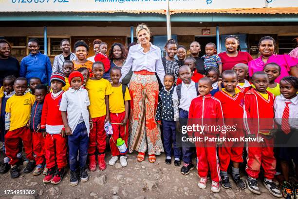 Queen Maxima of The Netherlands visits a focus group with young entrepreneurs about digital financial services at a local church and school on...