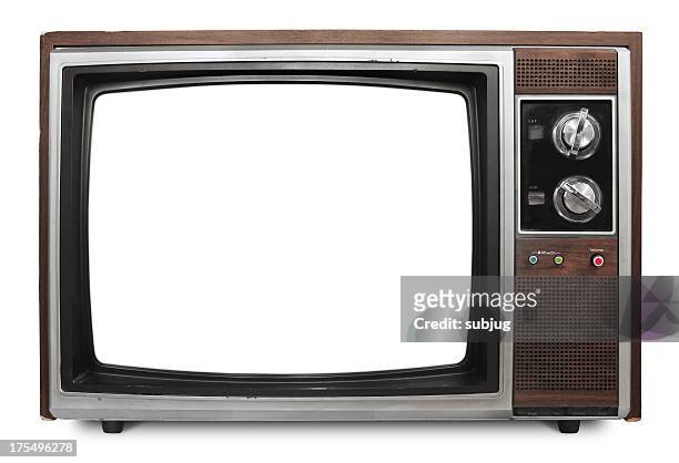 vintage tv com tela em branco - antigo - fotografias e filmes do acervo