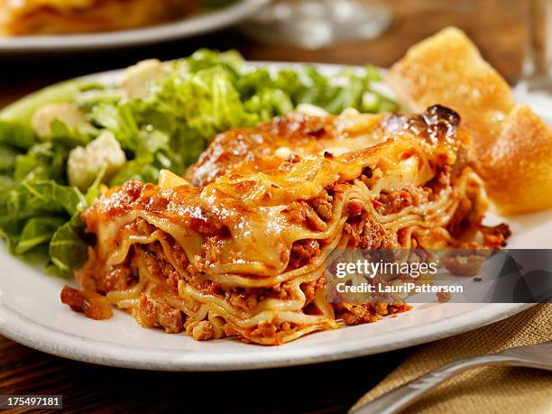 authentic italian meat lasagna - lasagne stock pictures, royalty-free photos & images