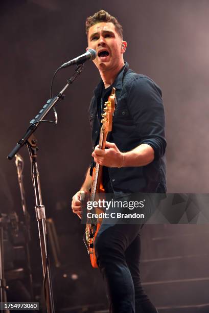 Mike Kerr of Royal Blood performs on stage at the Eventim Apollo on October 24, 2023 in London, England.