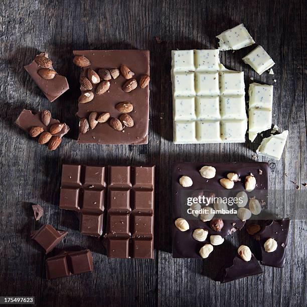 chocolate bars - chocolate square stock pictures, royalty-free photos & images