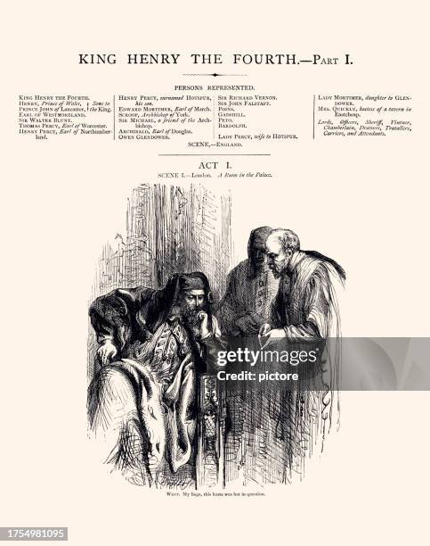 king henry the fourth by william shakespeare:act 1 (xxxl with many details ) - group interview stock illustrations