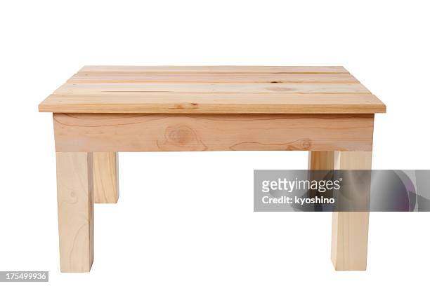 isolato colpo di tavolo di legno su sfondo bianco - legs on the table foto e immagini stock