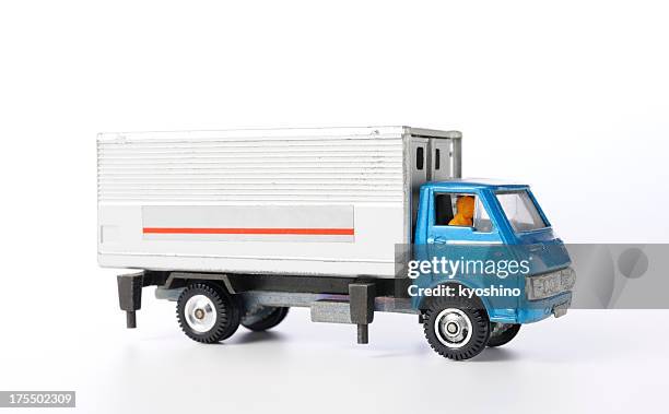 isolated shot of vintage toy truck on white background - small truck bildbanksfoton och bilder