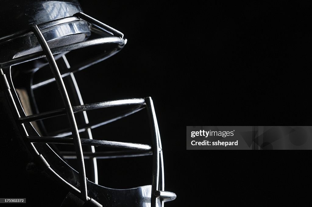 Close up of catchers mask