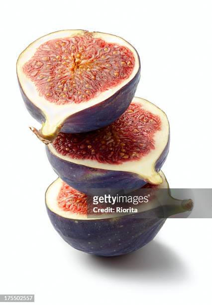 ripe fig fruits on white background - fig stock pictures, royalty-free photos & images