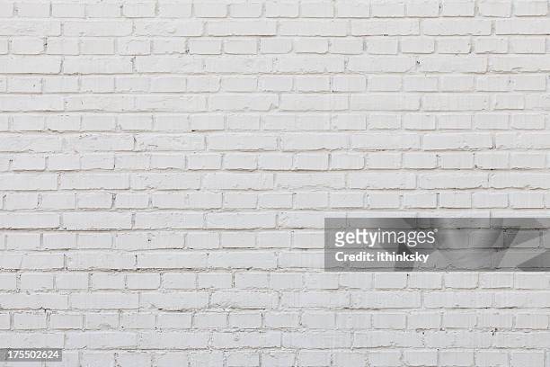 white brick wall - white texture background stockfoto's en -beelden