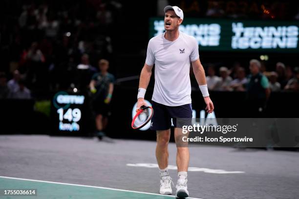 During the round of 32 of Rolex Paris Masters on October 30 at Accor Arena in Paris, France.