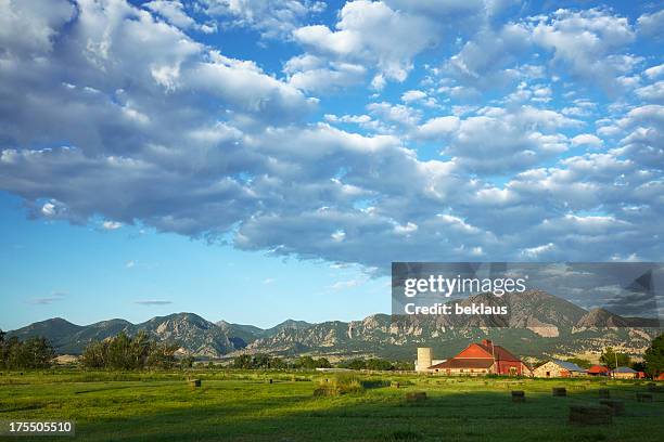 red barn at sunrise - boulder colorado stock pictures, royalty-free photos & images