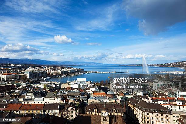 view from towers of the st. pierre cathedral. - st pierre cathedral geneva stock pictures, royalty-free photos & images