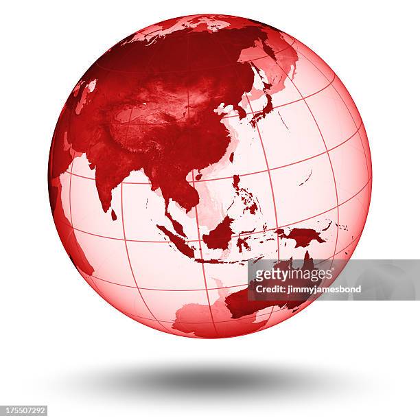red globe - asian eastern hemisphere - china east asia stock pictures, royalty-free photos & images