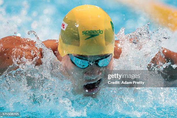 Kenneth To of Australia competes during the Swimming Men's 4x100m Medley Relay preliminaries heat one on day sixteen of the 15th FINA World...