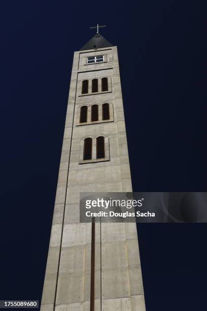 bell tower - franciscan monastery and church of st. peter and paul - cold war stock pictures, royalty-free photos & images