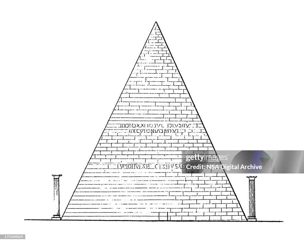 Cestius Pyramid Of Cestius Rome Italy Antique Architectural Illustrations High ...
