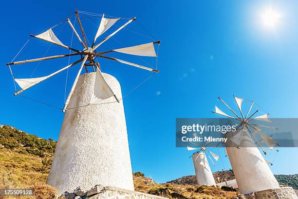 crete windmills greece - heraklion stock pictures, royalty-free photos & images