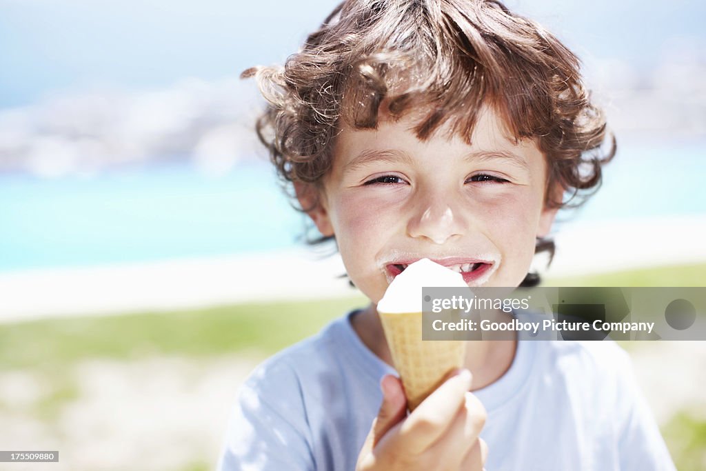 Enjoying his favourite food!