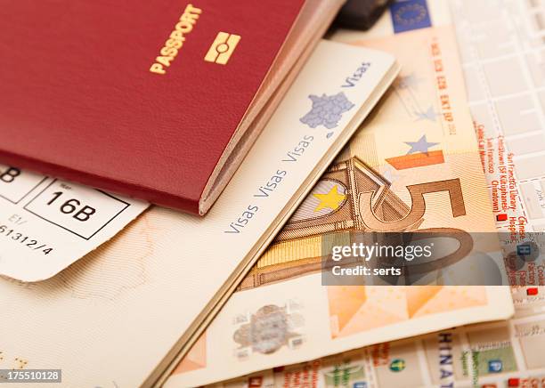 getting ready for travel - billets euros stock pictures, royalty-free photos & images