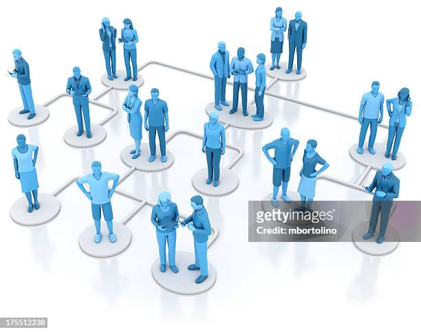 heirarchical organisation chart - blue - org chart stock pictures, royalty-free photos & images